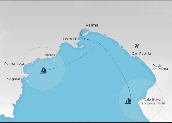 Palma map, excursion Palma bay